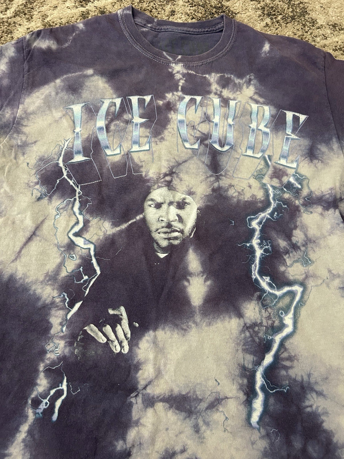 Ice Cube Men Blue Cotton T Shirt Tie Dye Crewneck Casual Pullover Short Sleeve M gallery