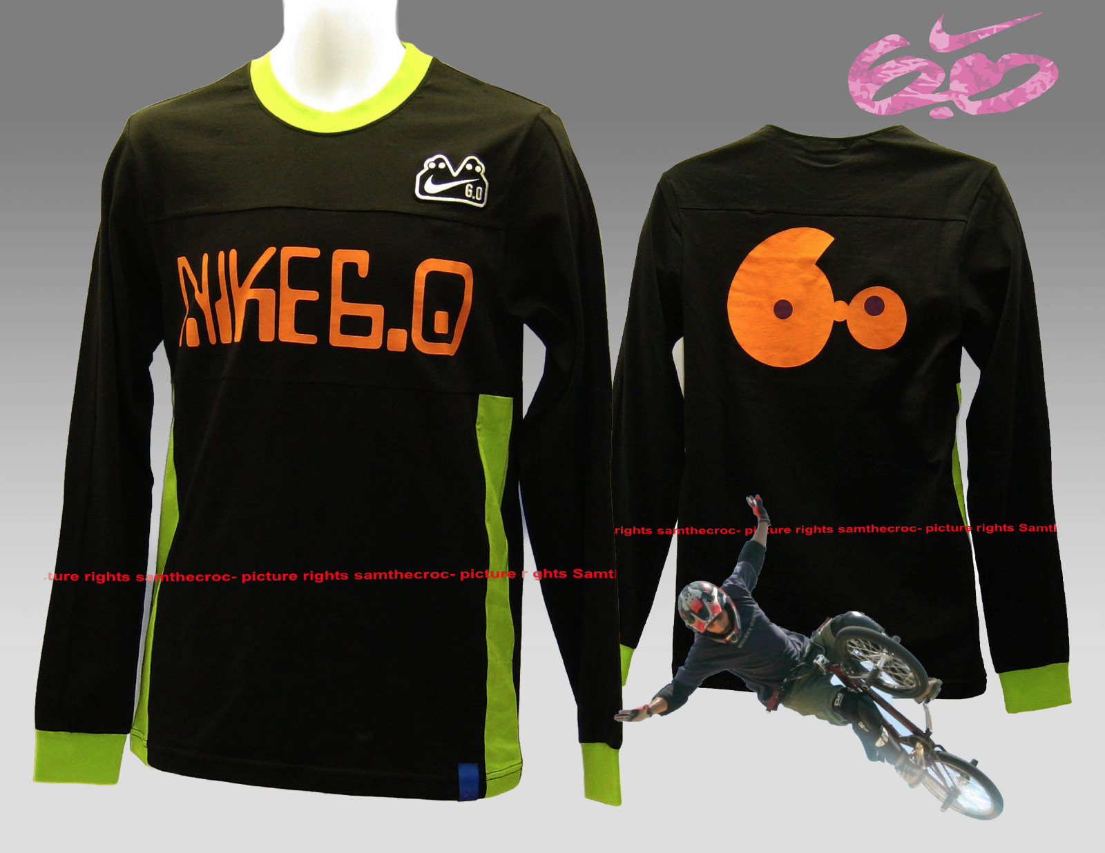 New NIKE 6.0 BMX Tailwhip Cotton Tee Shirt T Shirt Black Adults S gallery