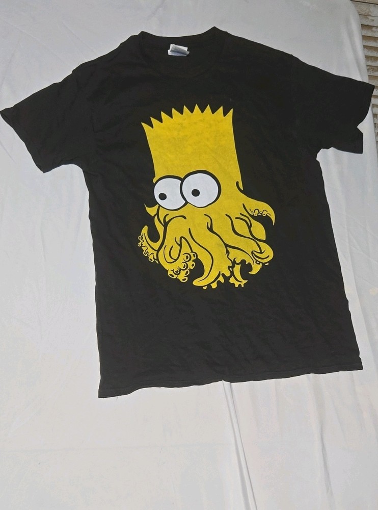 The Simpsons Bart Simpson Octopus Graphic Print Black Crew Neck T-Shirt S