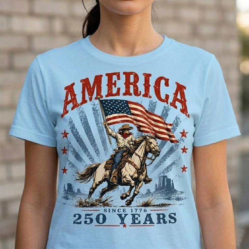 250 Years Shirt, Vintage Patriotic Cowboy Tee, Retro Western Since 1776 Shirt gallery