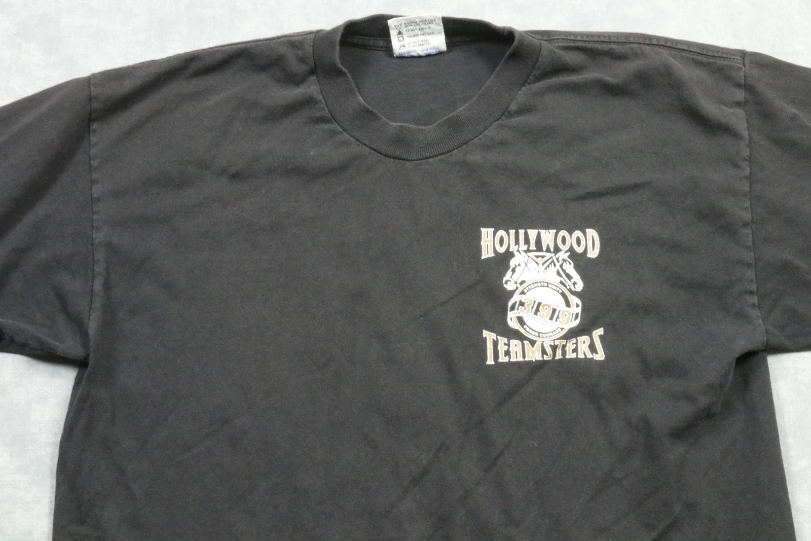 Bayside Hollywood Teamsters Shirt Mens Large Black Grinding Trucker Graphic Tee gallery