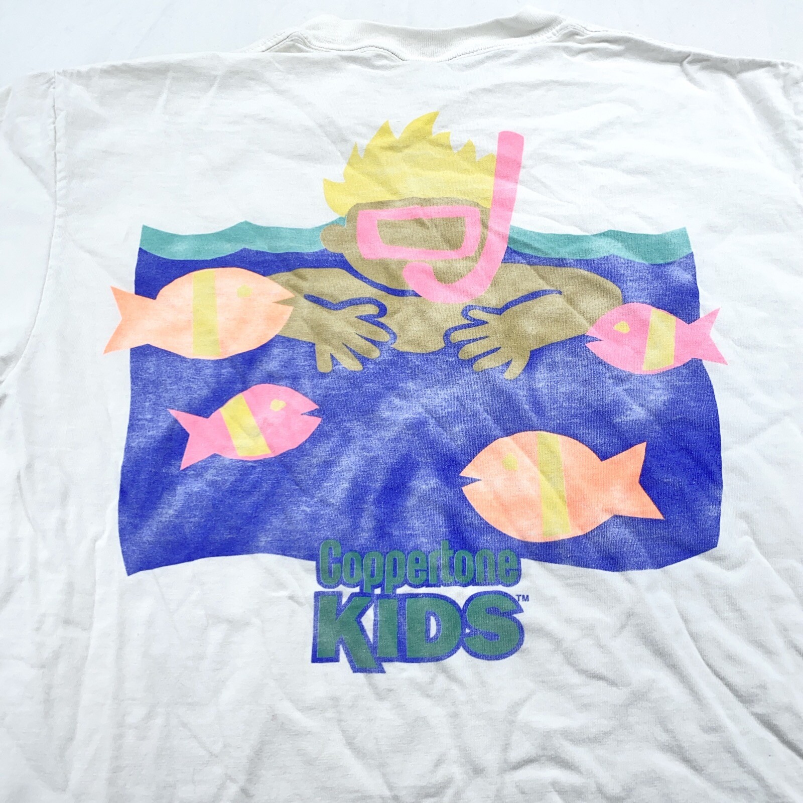 vintage 90s COPPERTONE KIDS SUNSCREEN T-Shirt MEDIUM/LARGE beach scuba fish soft gallery