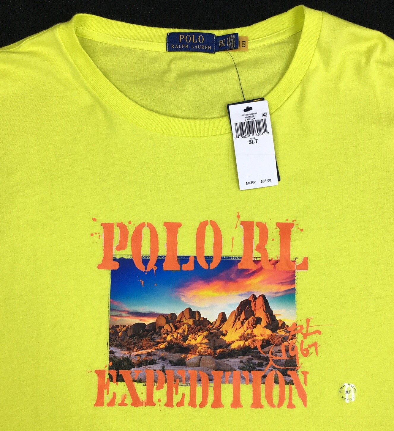 Men's Polo Ralph Lauren Expedition Desert Graphic T-Shirt Neon 3XLT 3LT Big NEW gallery