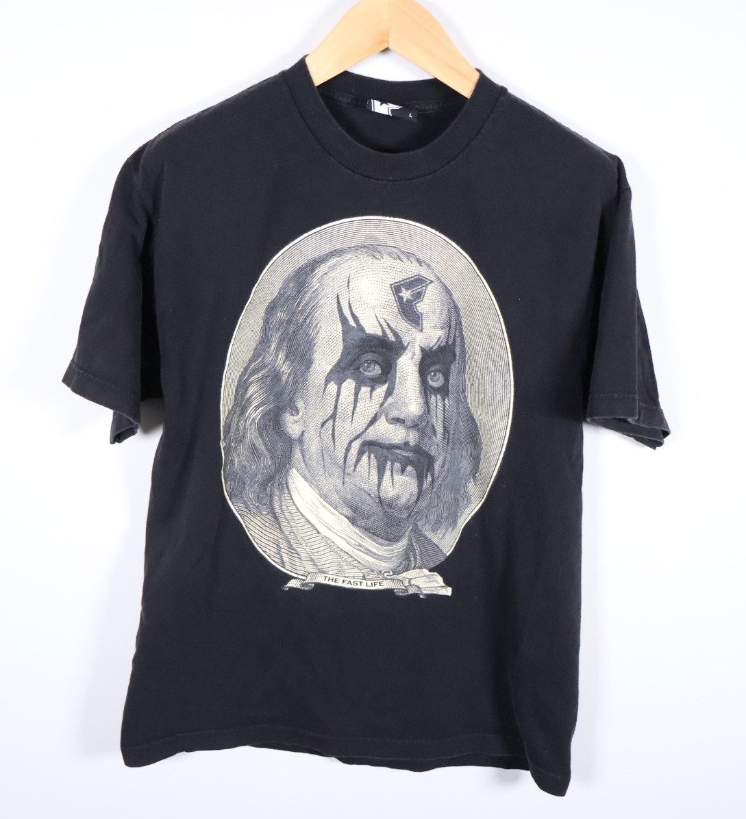 Famous Stars & Straps T-Shirt Men’s Medium Black Ben Franklin (Large Tag) VTG