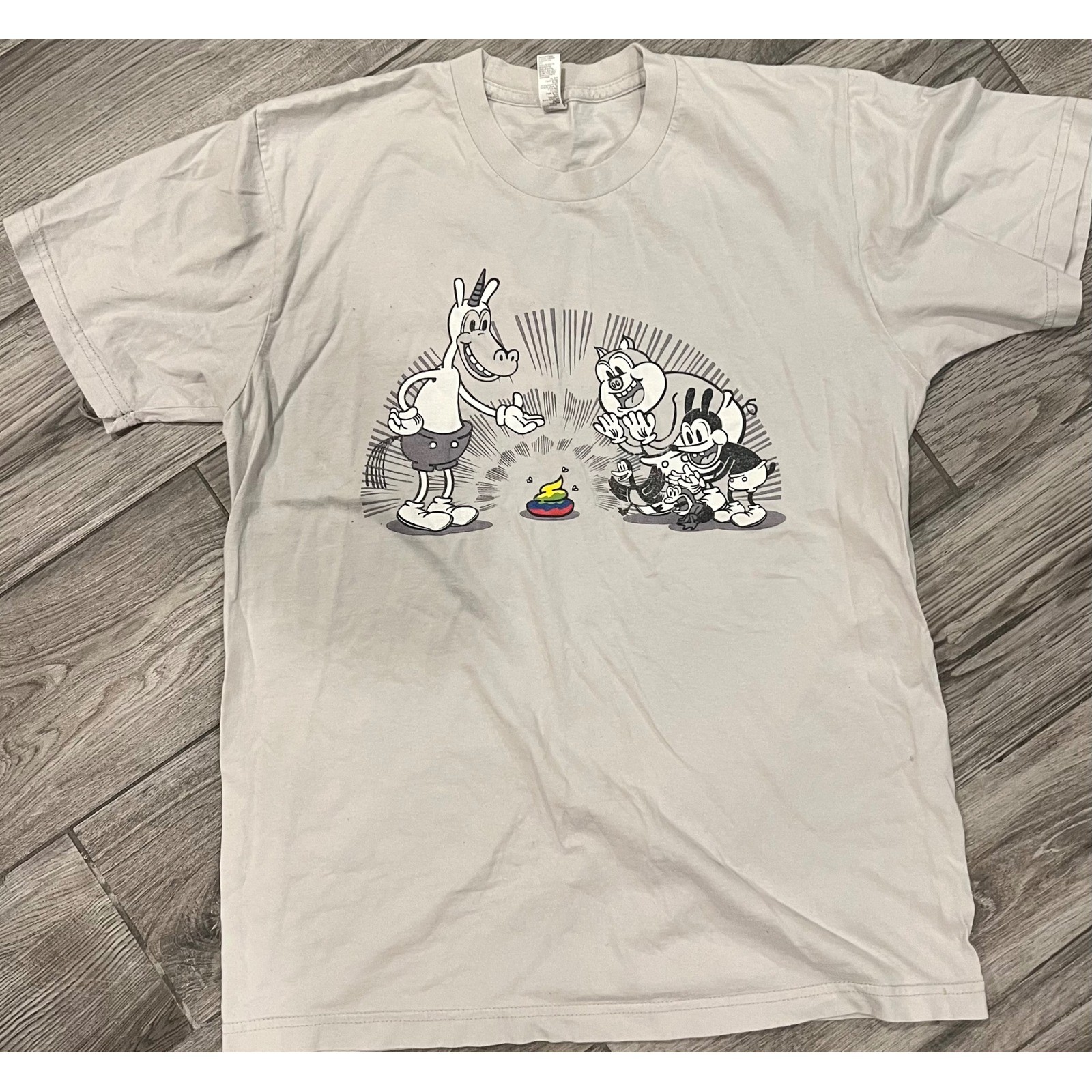 Cartoon Graphic T Shirt Mens Size Medium Funny Animal Art Tee gallery