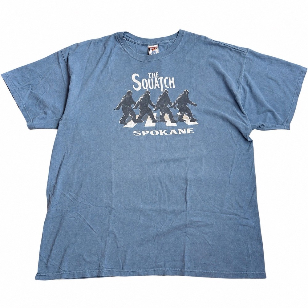 The Duck Co The Squatch Spokane Bigfoot Graphic T Shirt Mens XXL Blue Cotton Tee