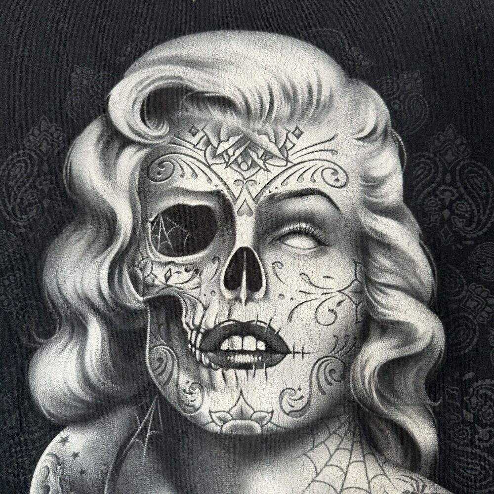 Marilyn Monroe T-shirt Mens 3XL Vintage Goth Streetwear Punk Skull Tattoo Grunge gallery