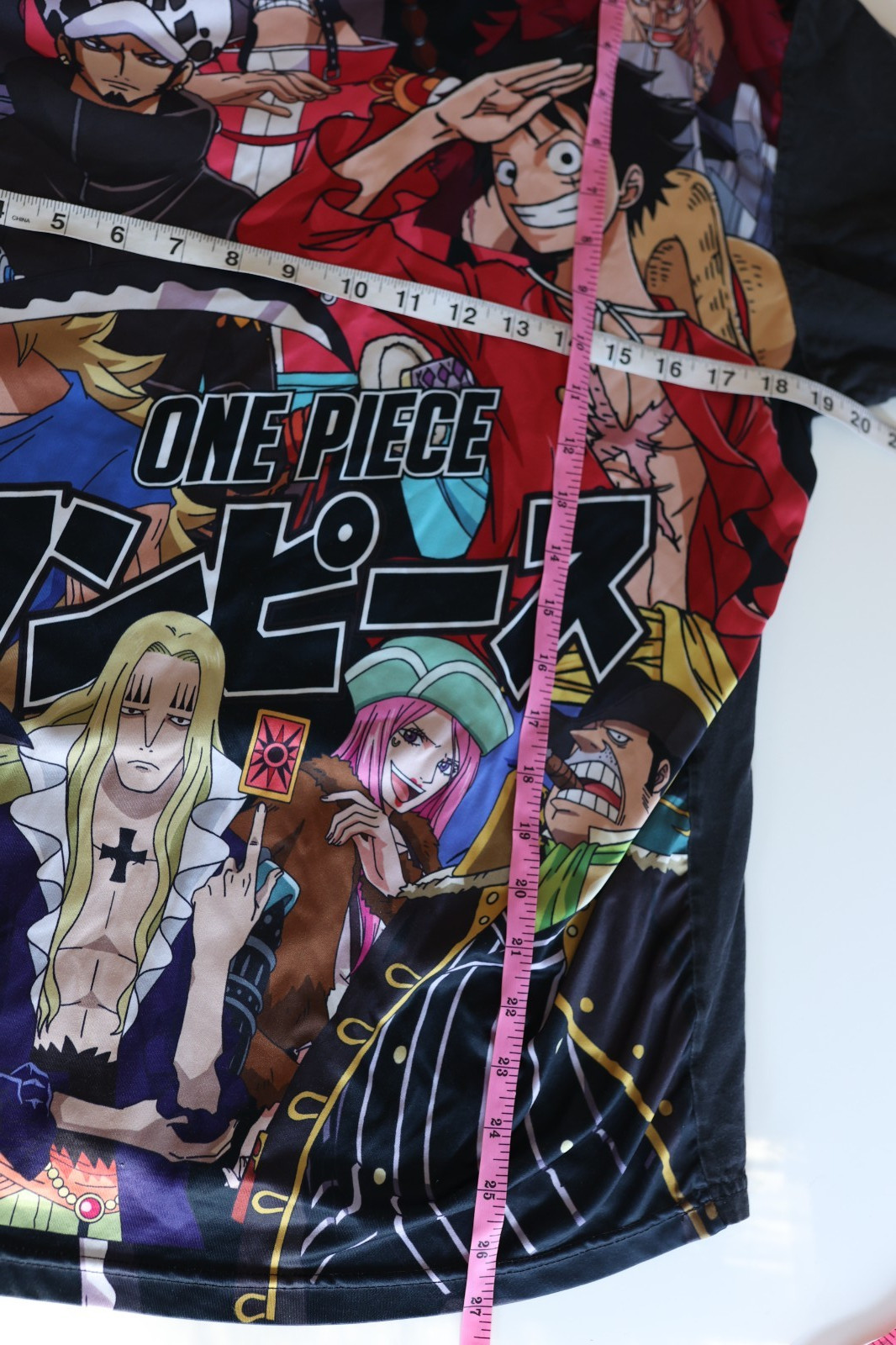 One Piece Anime Men’s Shirt Short Sleeve Black Satin Front XL gallery