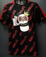 Men’s Rebel Minds Panda with a Boombox T-shirt – Black/Red