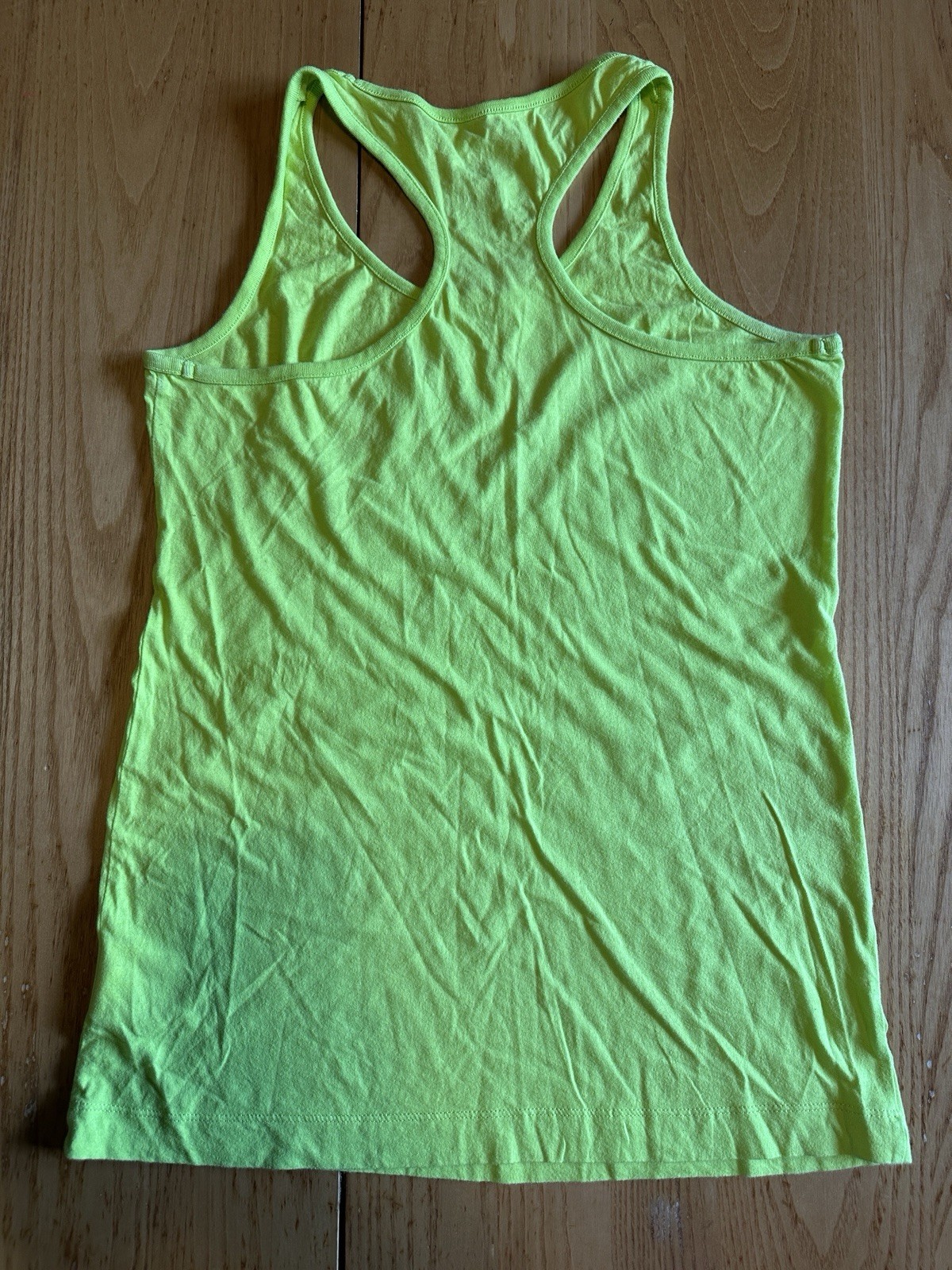 Nike The Athletic Dept Women Large Neon Green Pink Logo Slim Fit Racerback Tank gallery