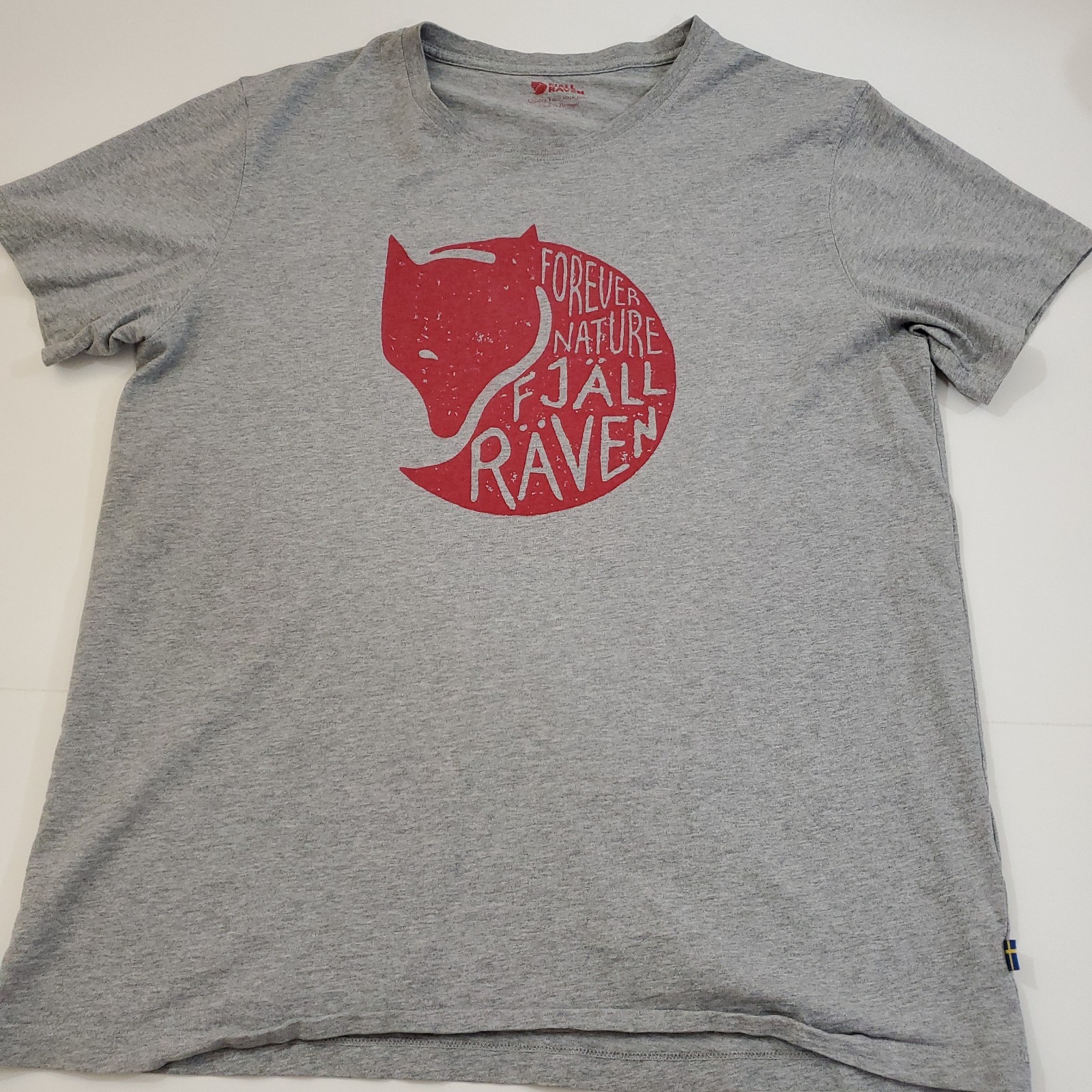 Fjallraven Size Large Gray Forever Nature Logo Short Sleeve Crew Neck T-Shirt