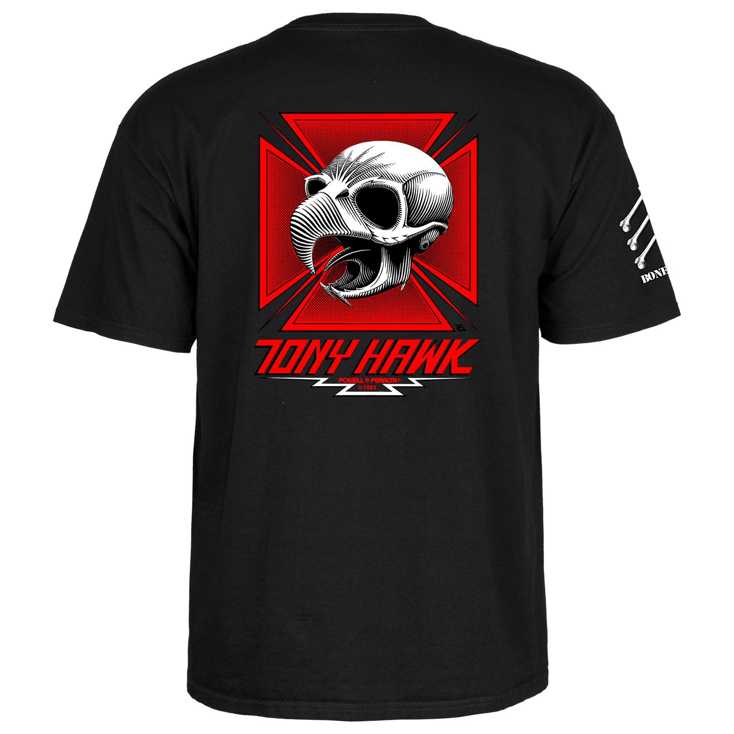 Powell Peralta BONES BRIGADE Tony Hawk CHICKEN SKULL Skateboard T Shirt BLACK gallery