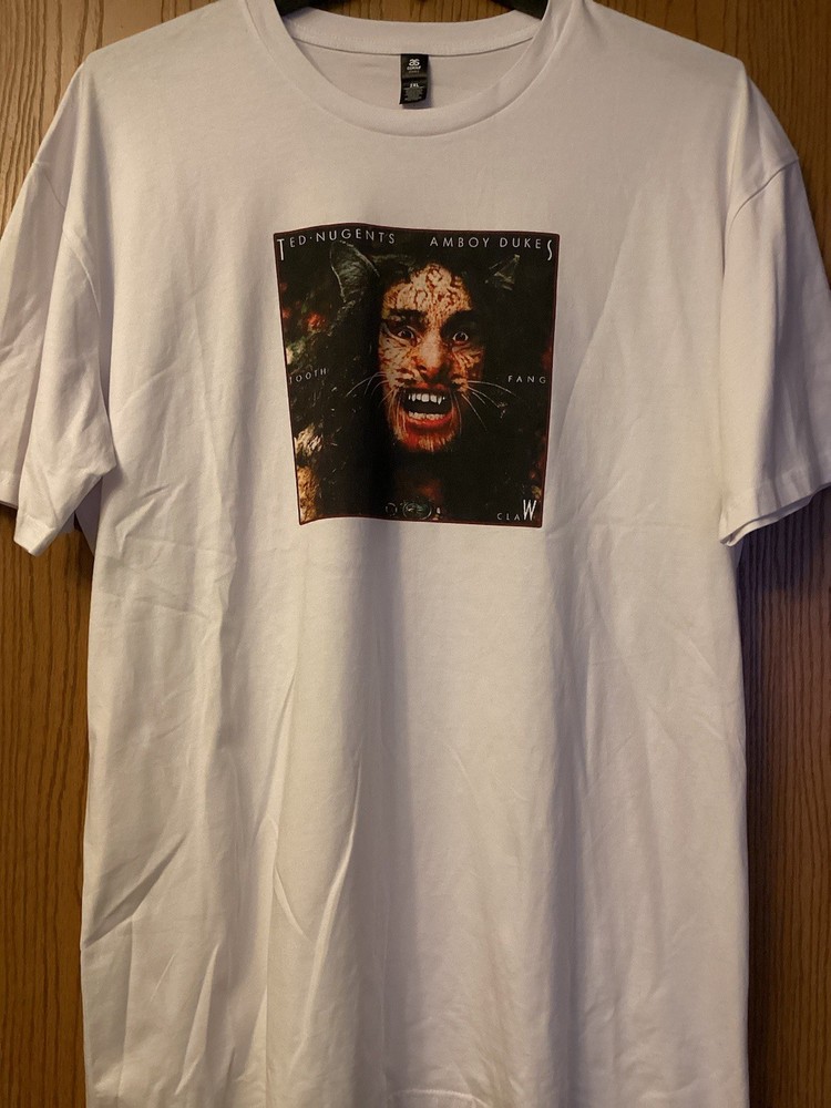 Ted Nugent’s Amboy Dukes – “Tooth-Fang-Claw” – White With Lp Cover Image – 2XL