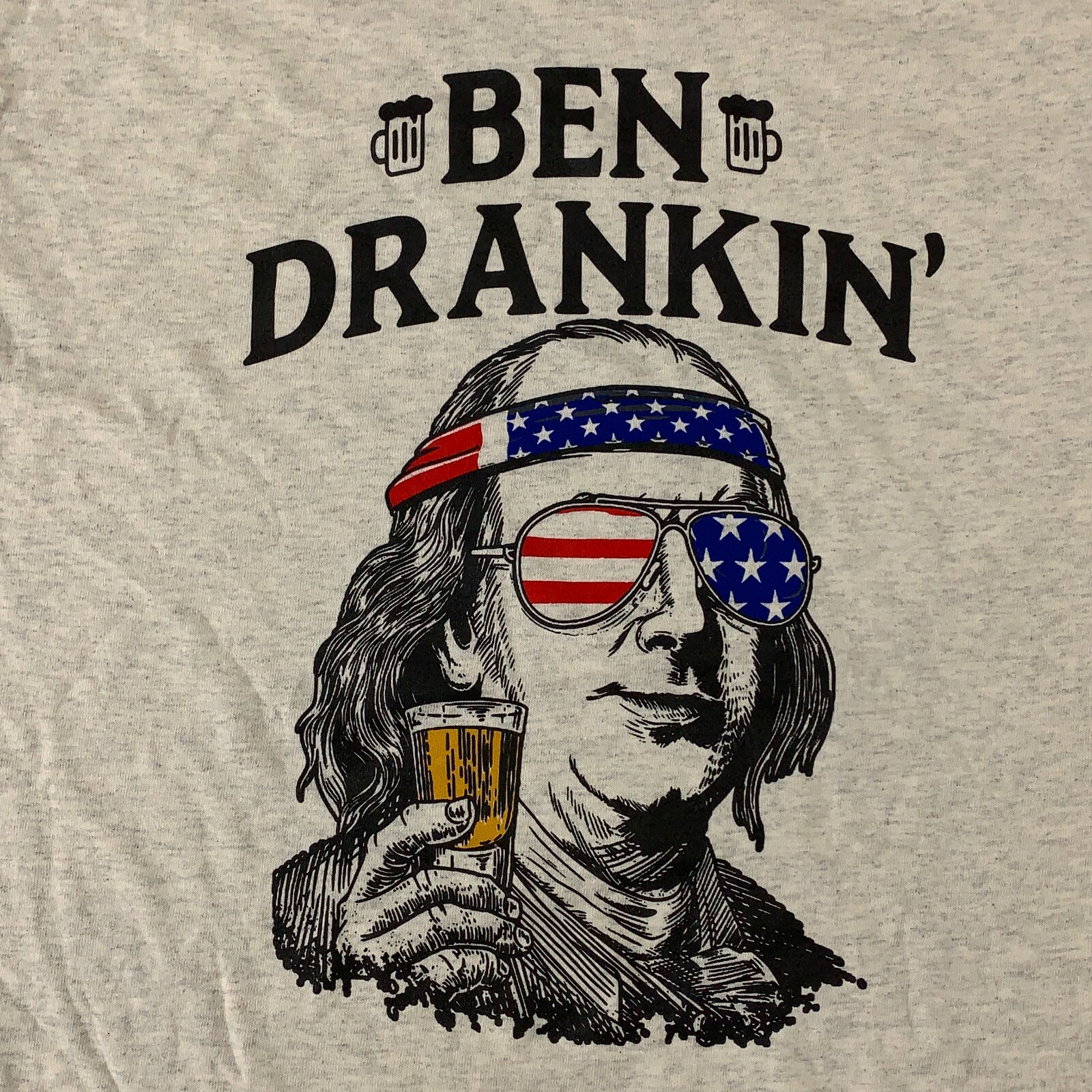Delta Adult Size Large Oatmeal Heather Ben Drankin' Graphic Short Sleeve T-Shirt gallery