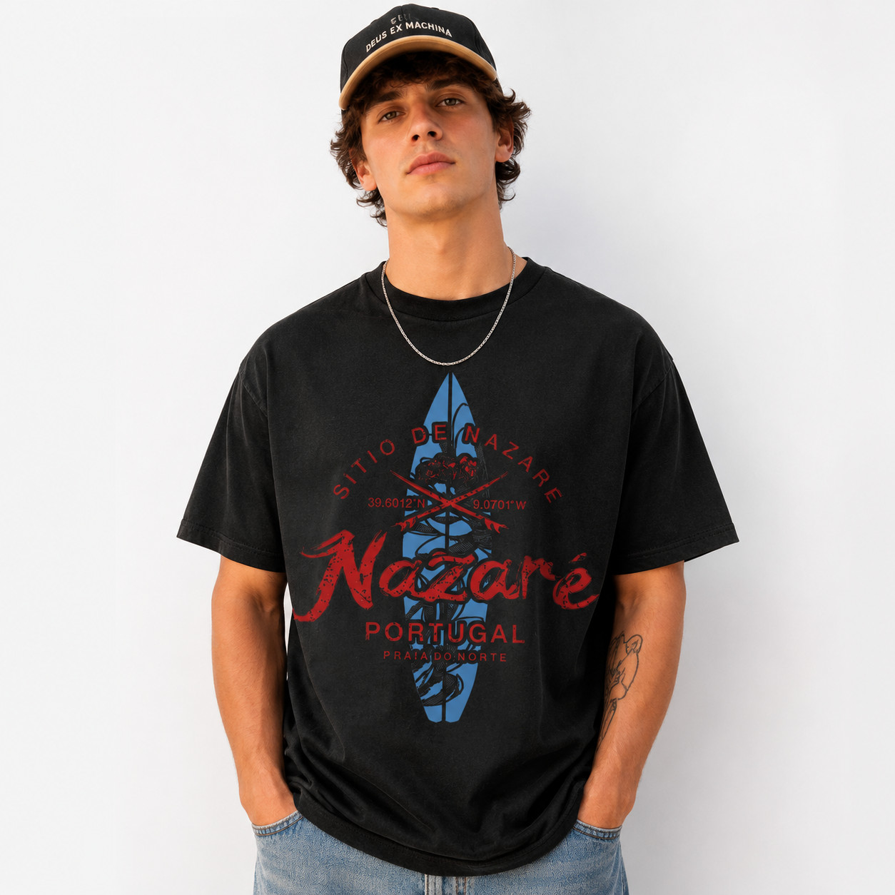 Lisbon Portugal Retro Surf Graphic T-Shirt Vintage Beach Surfing Tee gallery
