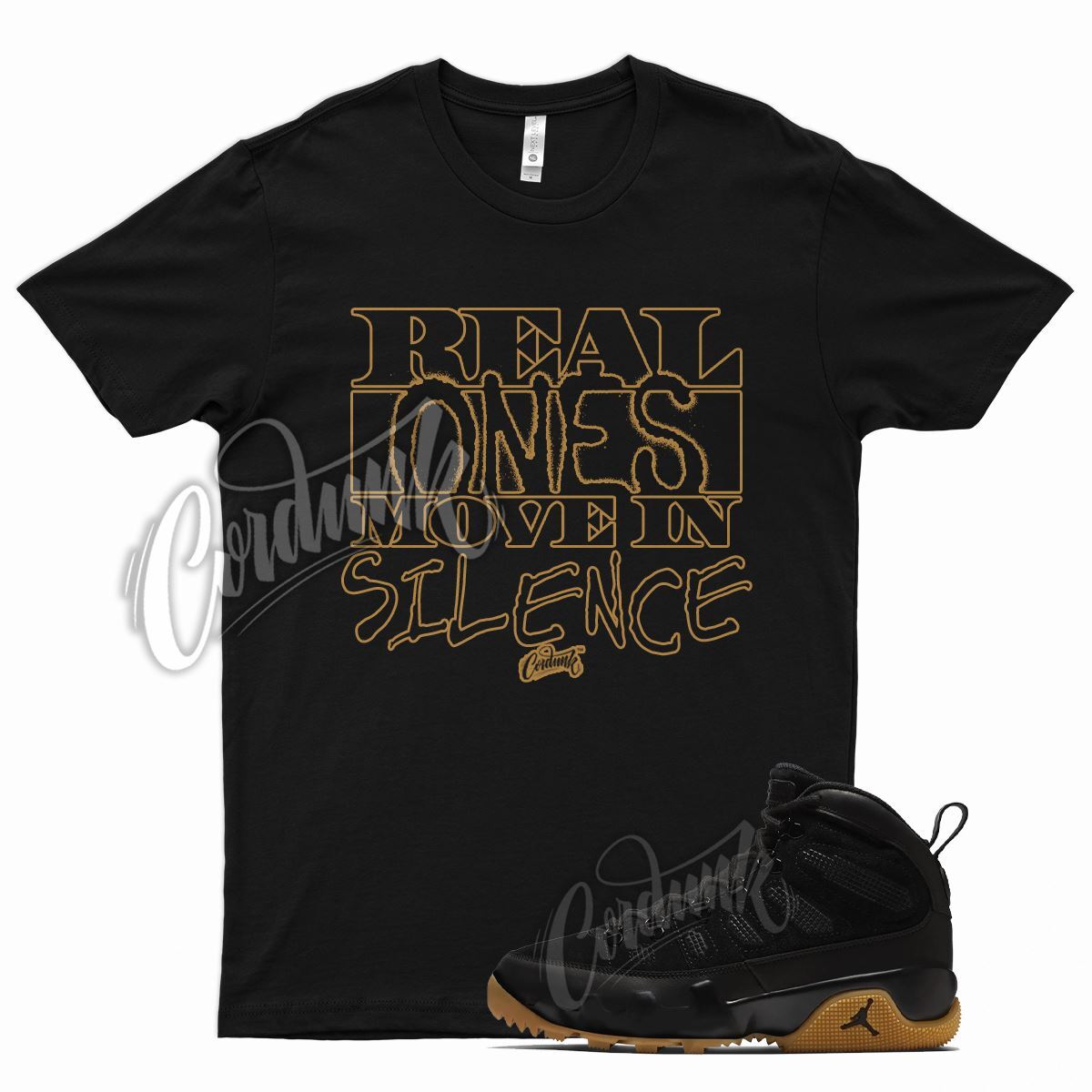 Black R1 T Shirt for Air J1 9 Boot NRG Light Gum Tan Natural Brown Nine gallery