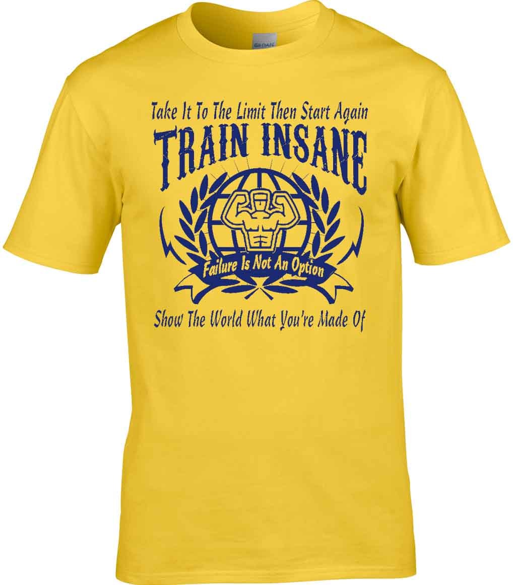 Motivational T-Shirt Gym Exercise Train Insane Keep Fit Work Out Muscle Man gallery