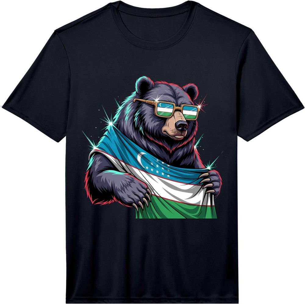 Uzbekistan Roots Bear Uzbek Flag Performance T-Shirt