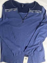 Chaps Denim Men’s Long Sleeve Henley T-Shirt – Solid Blue 2X Big & Tall