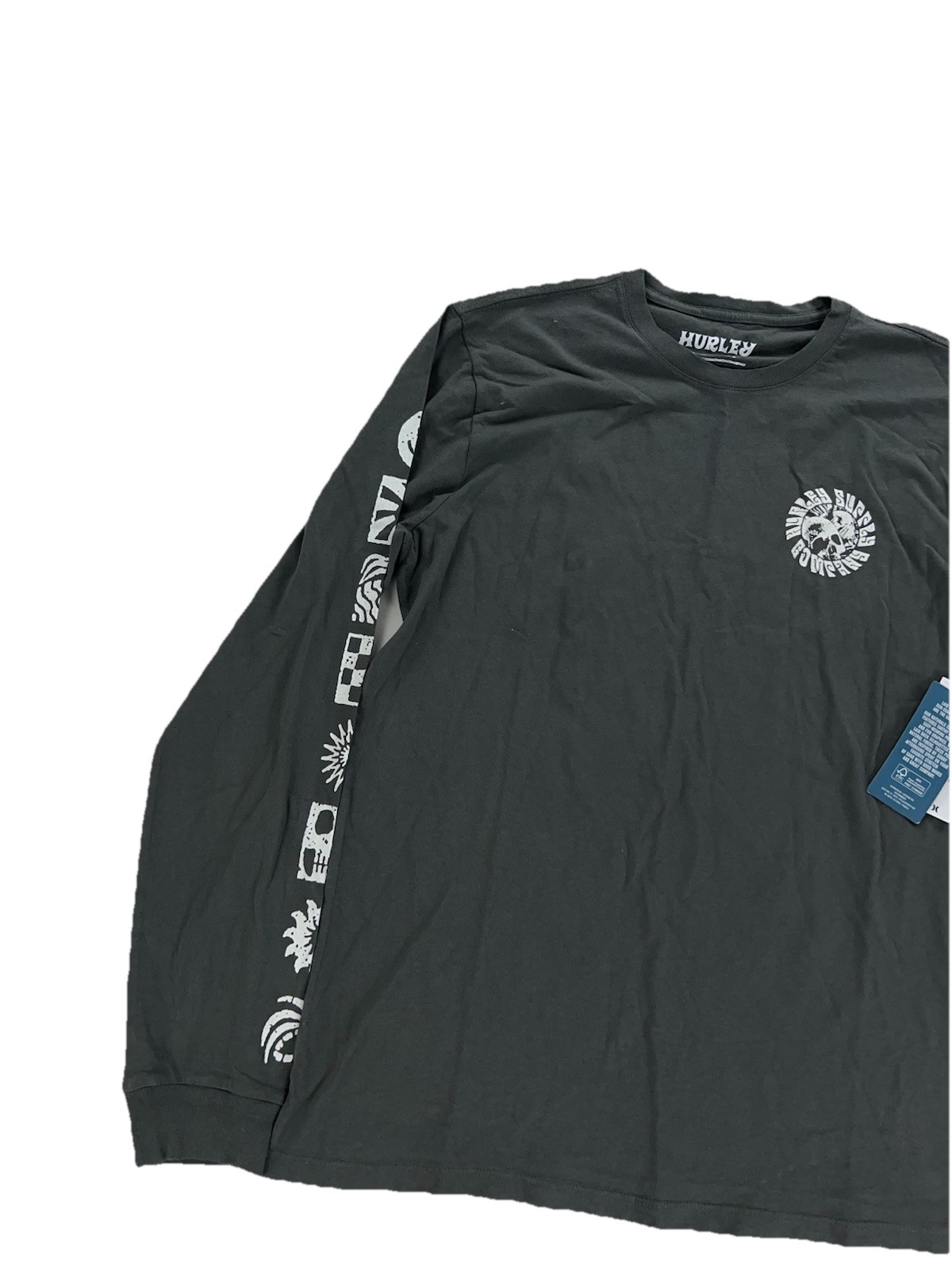 NEW Hurley Naturals Skull Mandala Long Sleeve Mens T Shirt Tee Surf Gray gallery