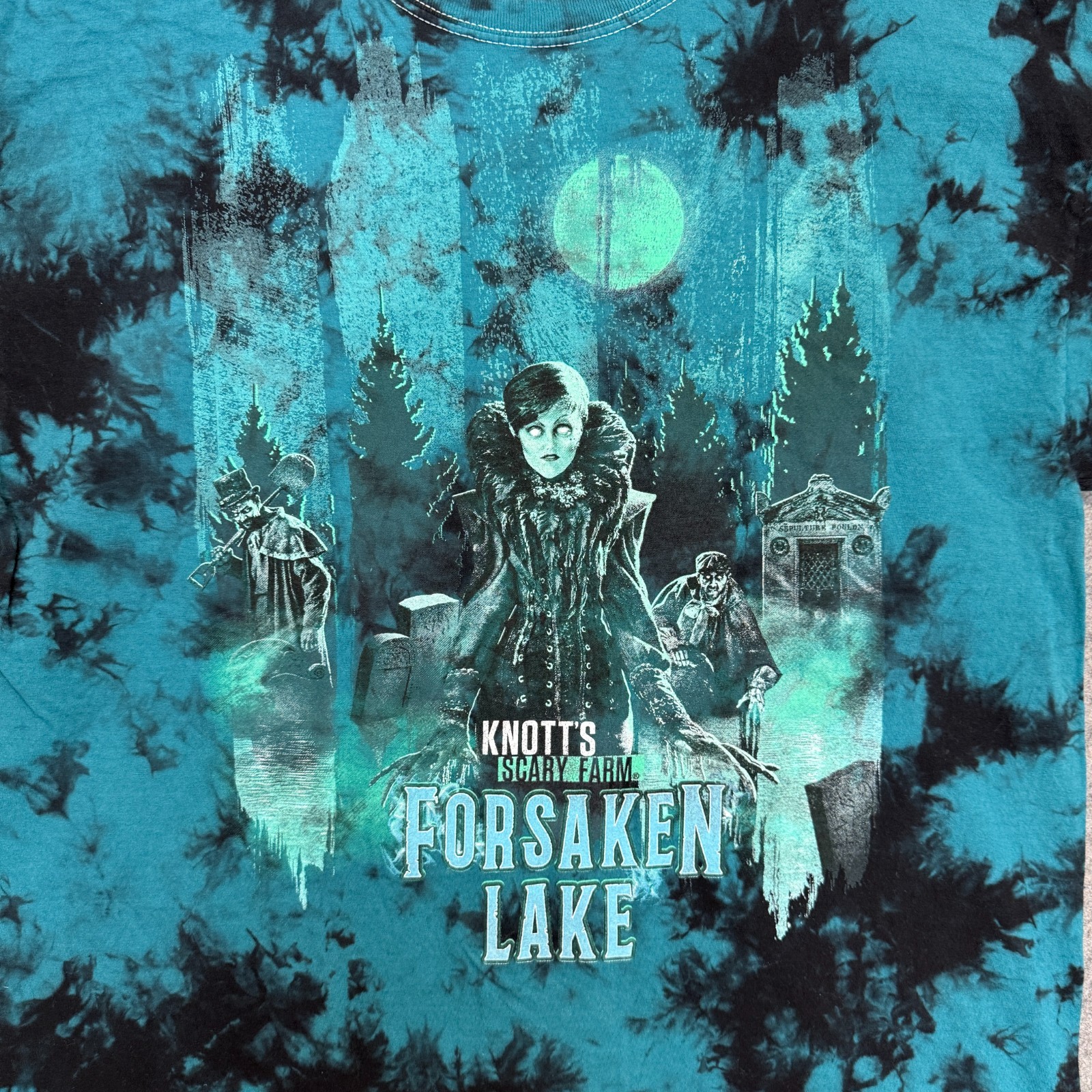 Vintage Knotts Scary Farm Forsaken Lake Tee Shirt Adult Large Horror Rare Tiedye gallery