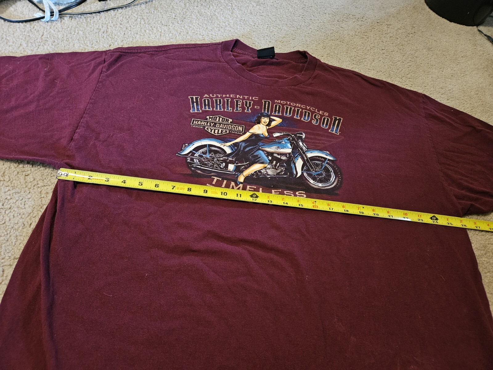 Harley Davidson T Shirt Roughneck Longview, TX Maroon See Measurements Used XL gallery