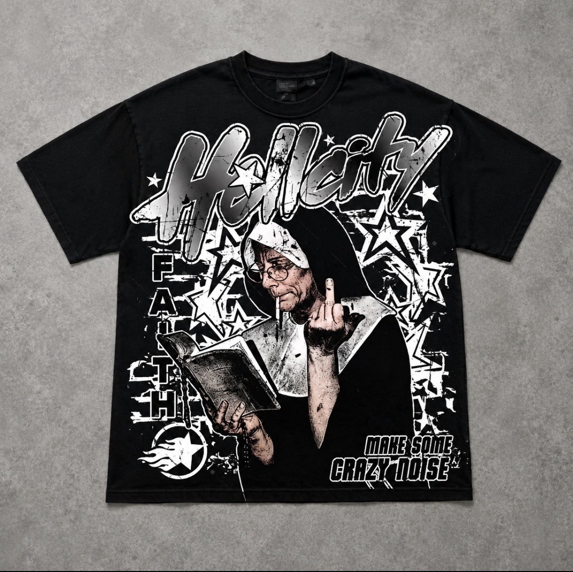 🔥 Hellcity Faith Graphic Tee Y2K Streetwear Punk Goth T-Shirt