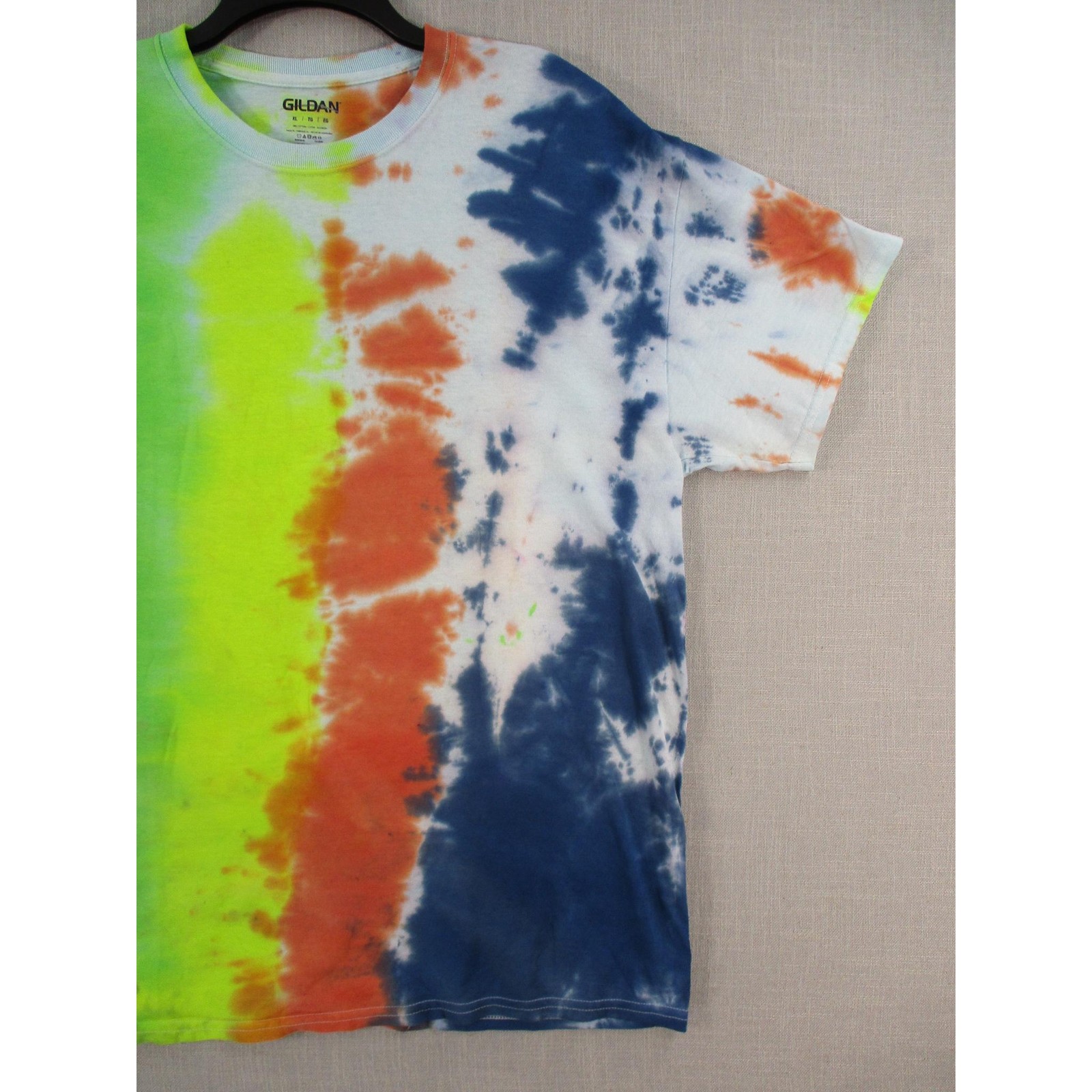 GILDAN Multi Color Psychedelic Festival Tie Dye T Shirt Mens Unisex Size XL gallery