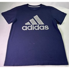 Adidas The Go-To Performance Tee Navy Blue Distressed Logo Shirt Men’s Large L