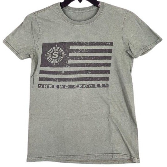 Shrewd Archery Shirt Mens Small Army Green Hunting Bow Arrow Tee
