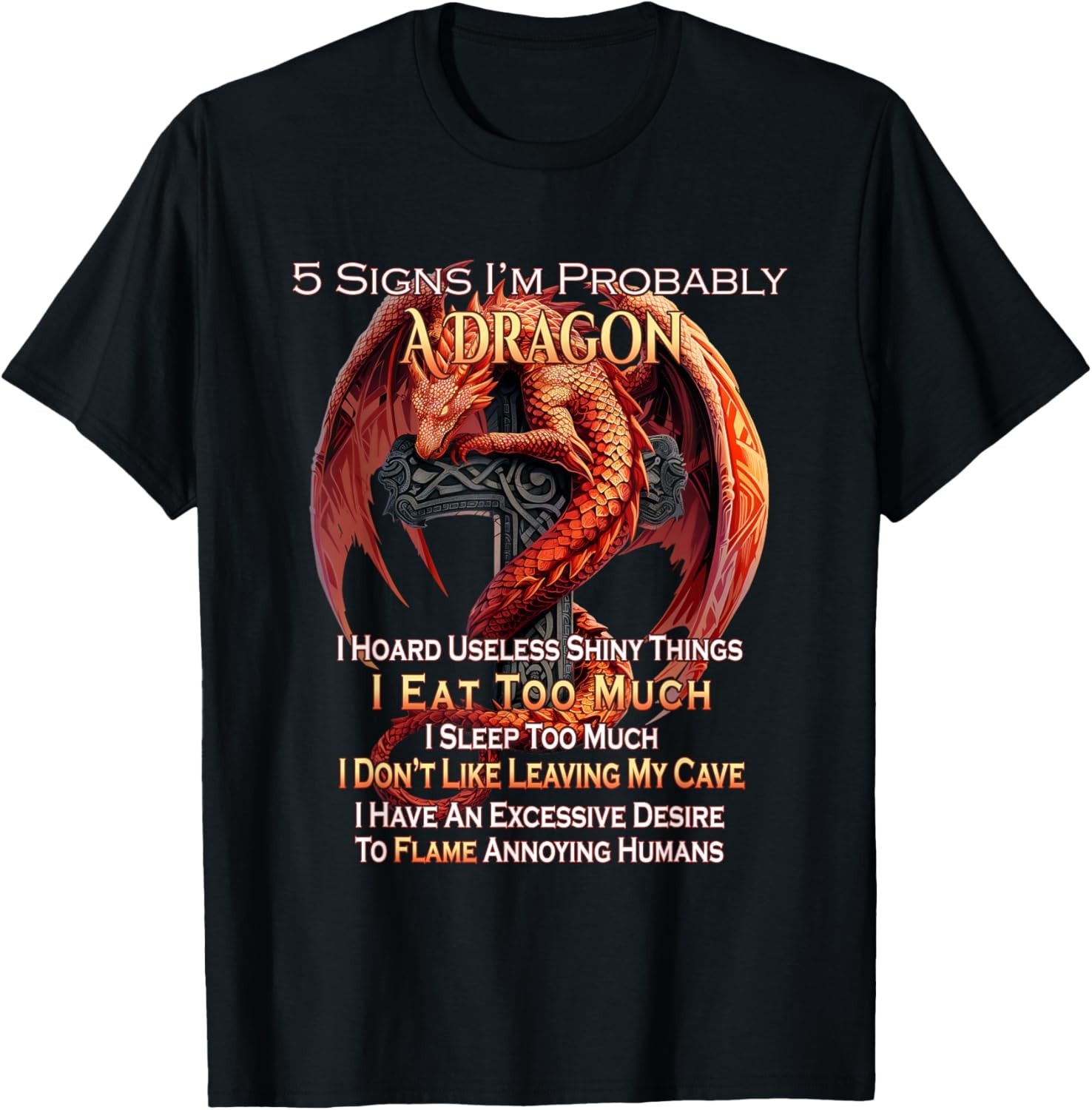 5 Signs I_m Probably A Dragon Fantasy Gift Unisex T-Shirt