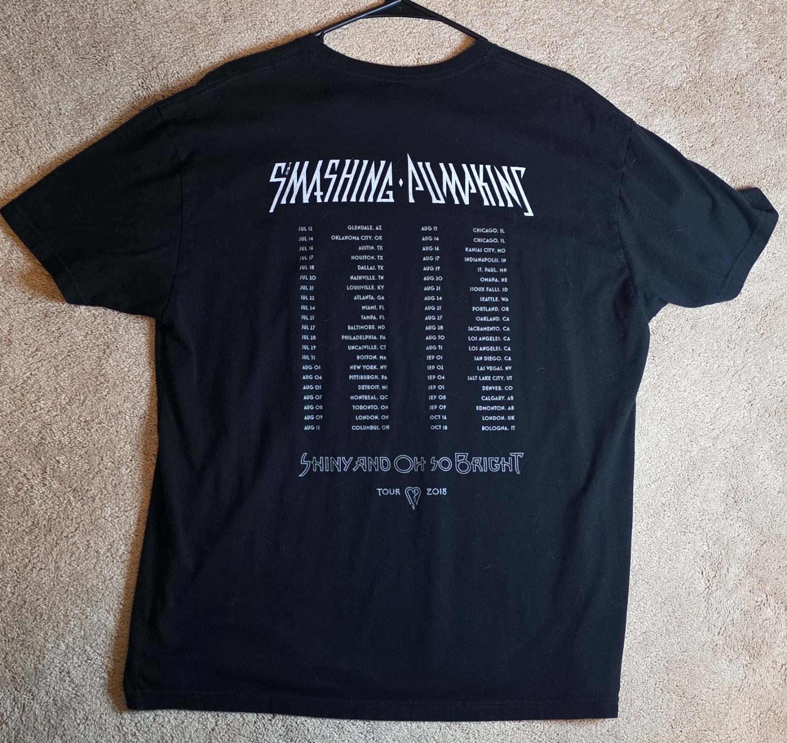 The Smashing Pumpkins shirt adult XL Shiny and Oh So Bright 2018 concert tour gallery