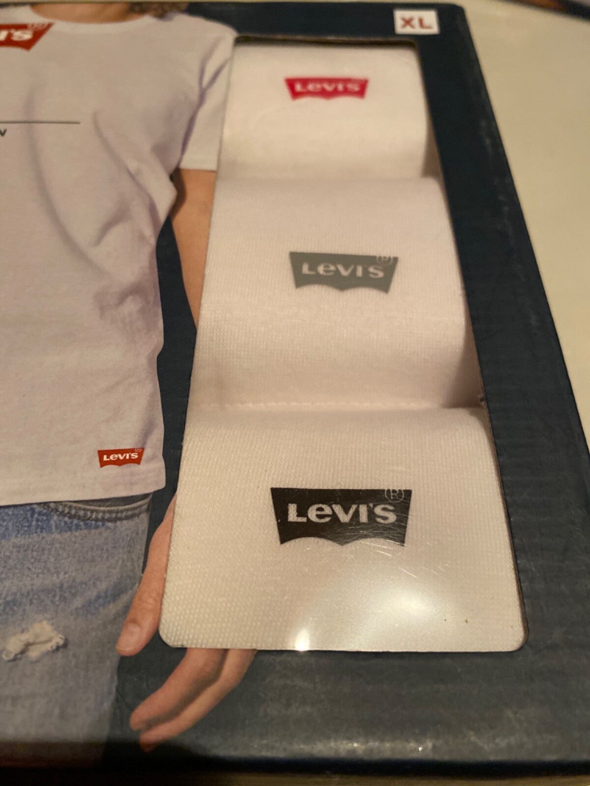 LEVI'S Men's White 3Pack Crew Neck White T Shirts Premium Cotton Choose Size gallery