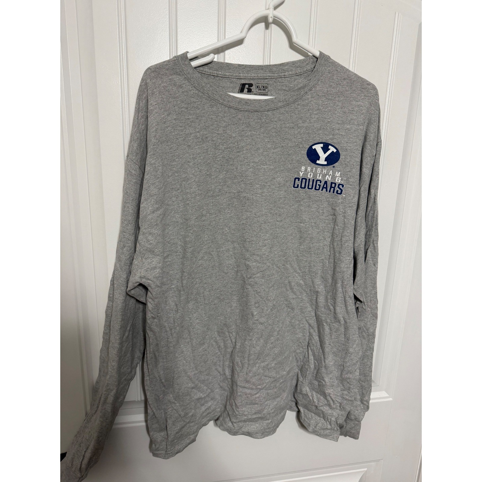 Russell Athletic Long Sleeve Shirt Mens XL Gray BYU Cougars West Is The Best