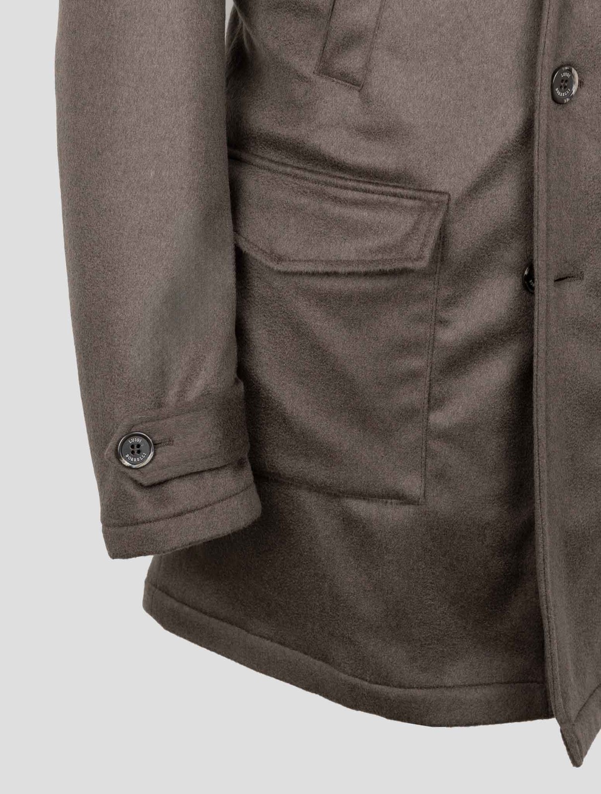 NEW LUIGI BORRELLI BROWN CASHMERE VIRGIN WOOL OVERCOAT US 46 - EU 56 BOR28 gallery