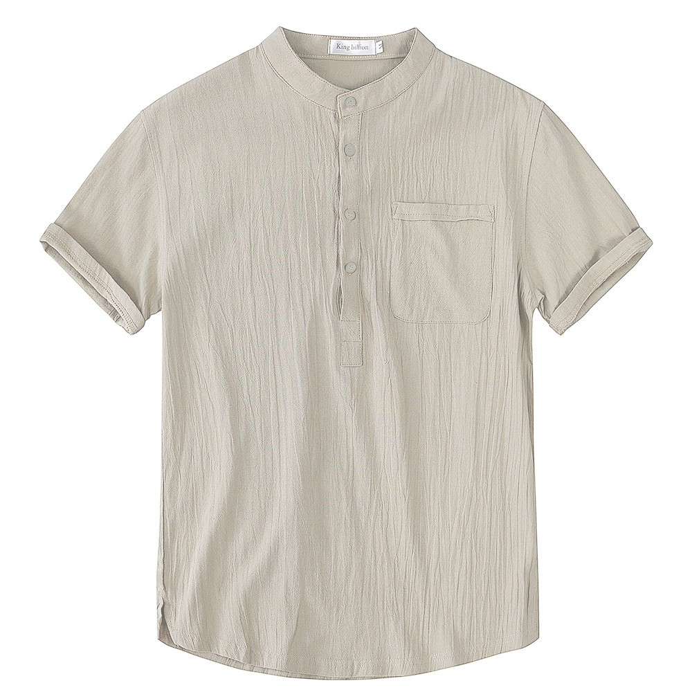 Summer New Men's Short-Sleeved T-shirt Cotton and Linen Led Casual Men's T-shirt gallery