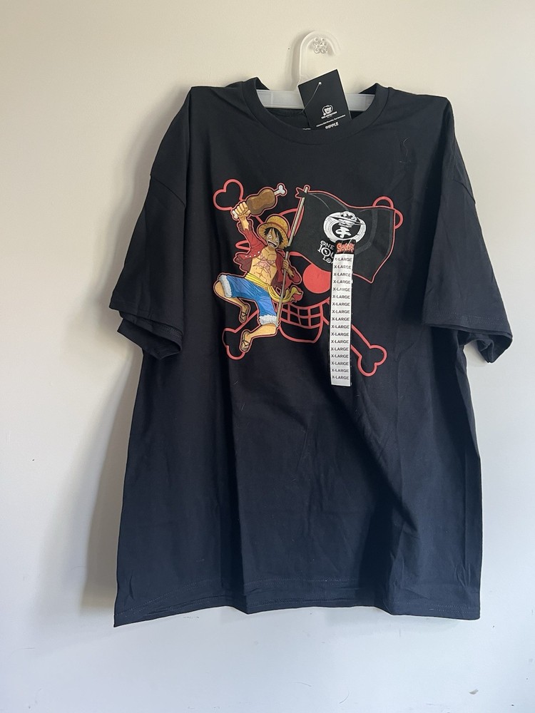 Ripple Junction One Piece Monkey D. Luffy Red Skull Men Black Tshirt XL New