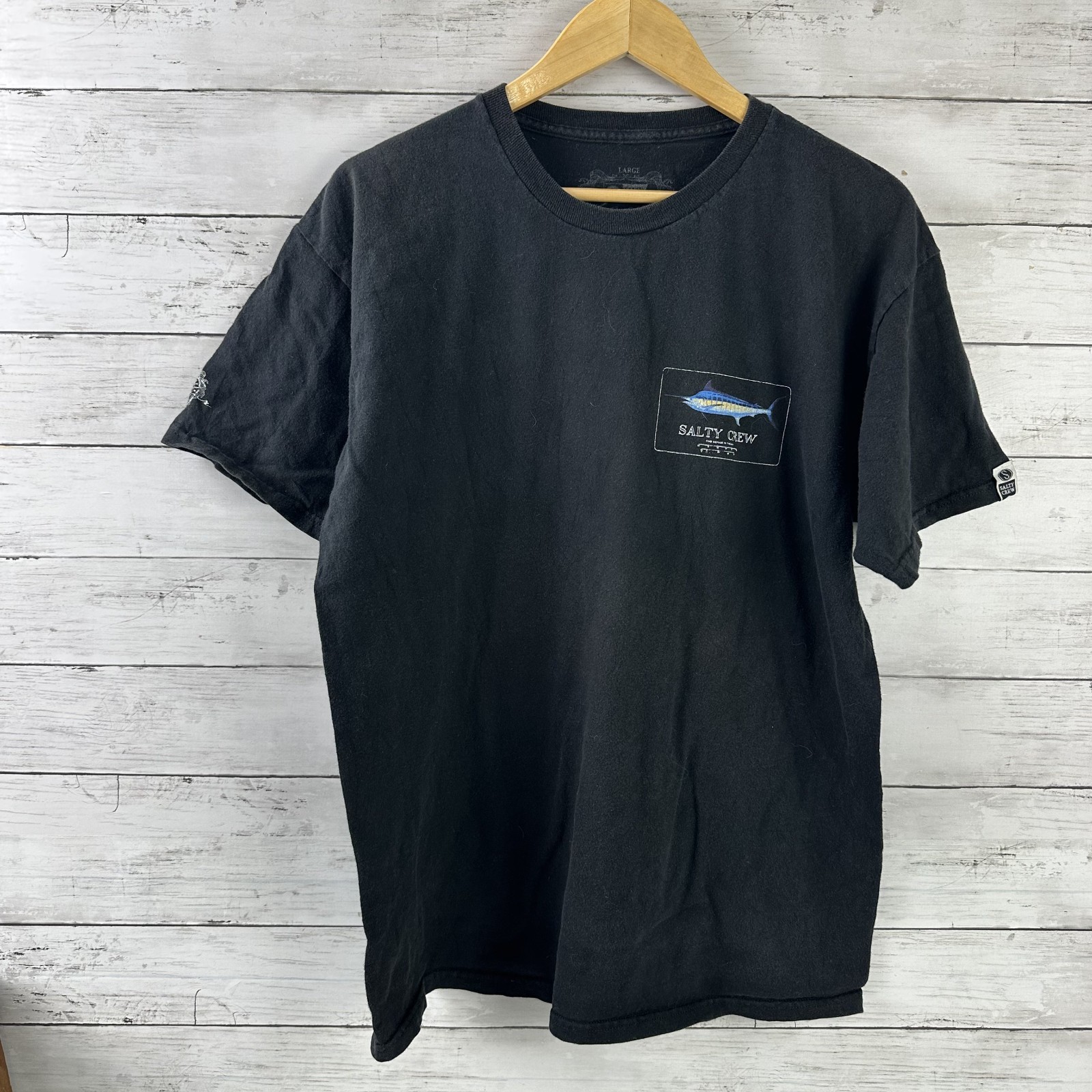 Salty Crew T-Shirt Mens Large Black Graphic Fish Tuna Beach Short Sleeve Tee gallery