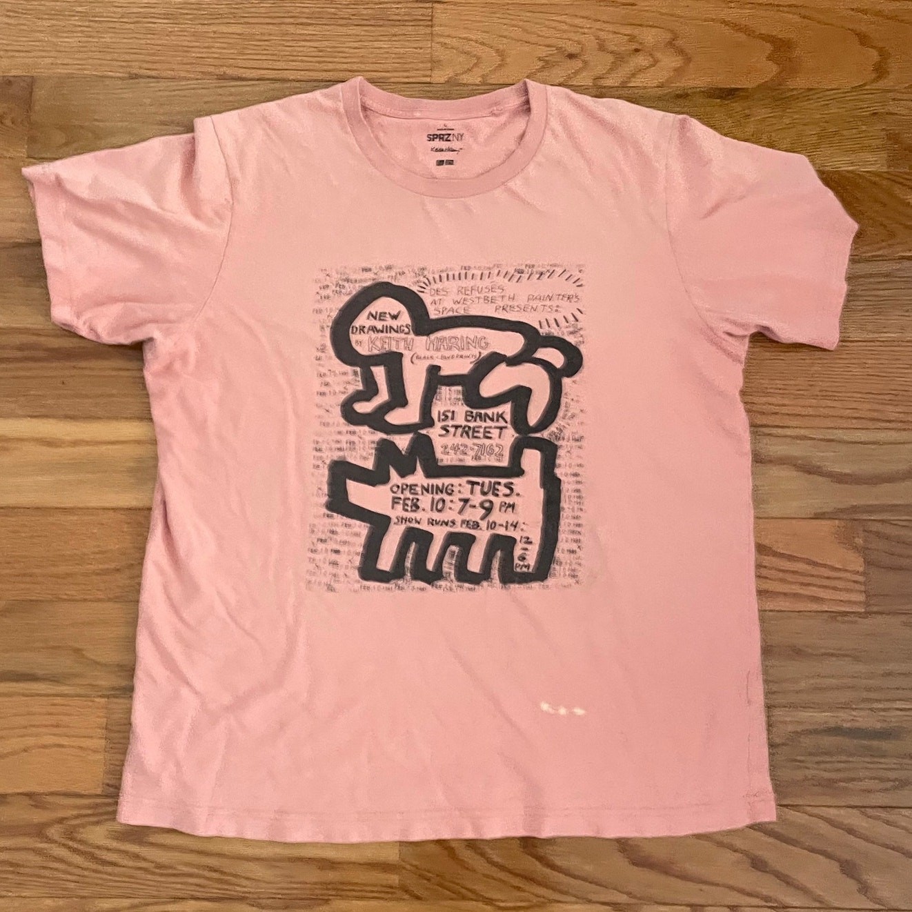 Keith Haring Uniqlo Mens L SPRZ NY T Shirt Salmon Pink Pop Art Short Sleeve gallery