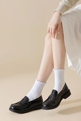 6 Pairs White Ruffle Ankle Socks for Women Girls Lettuce Edge Frilly Socks
