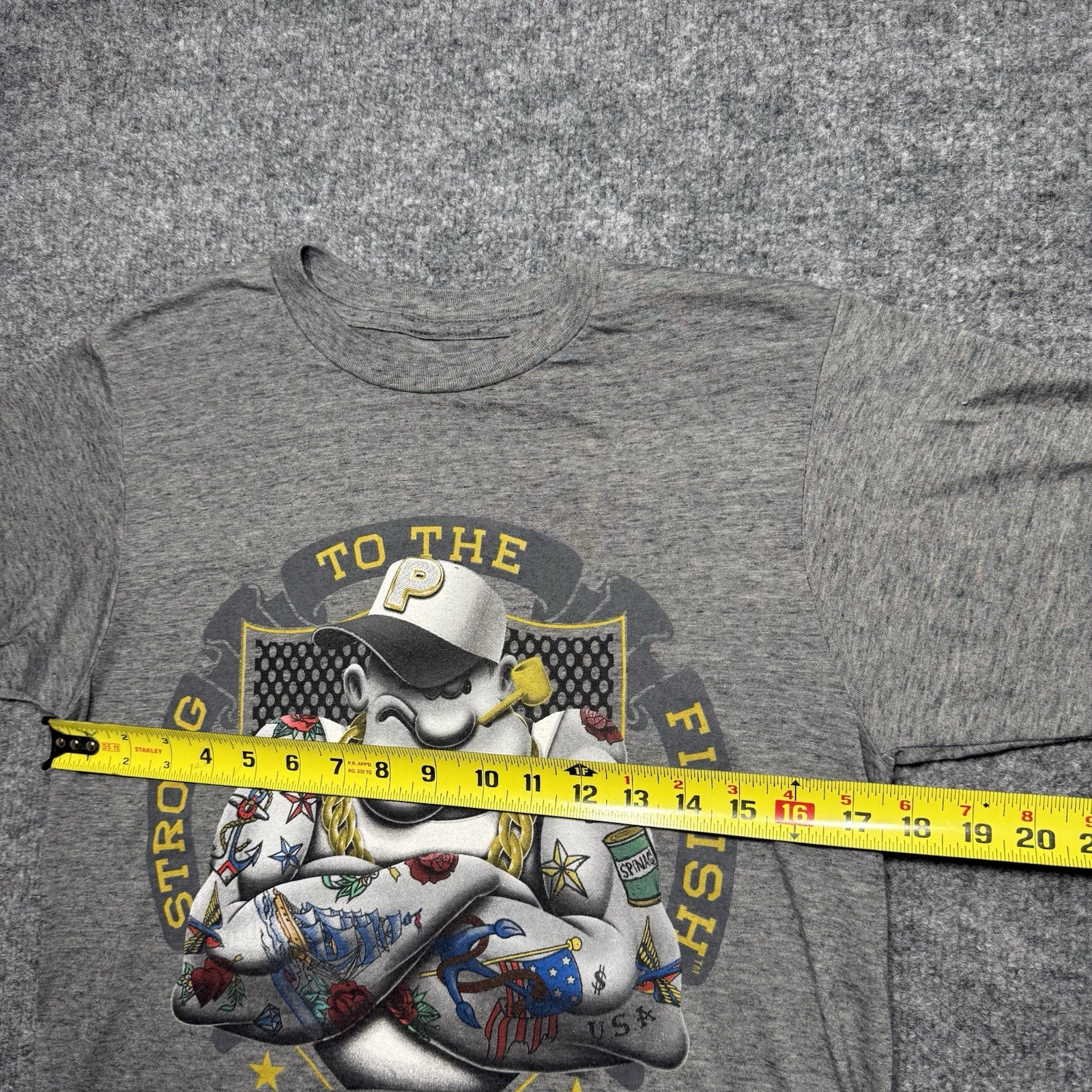 Officially licensed Popeye the Sailor Man Gray T-shirt Size Medium gallery