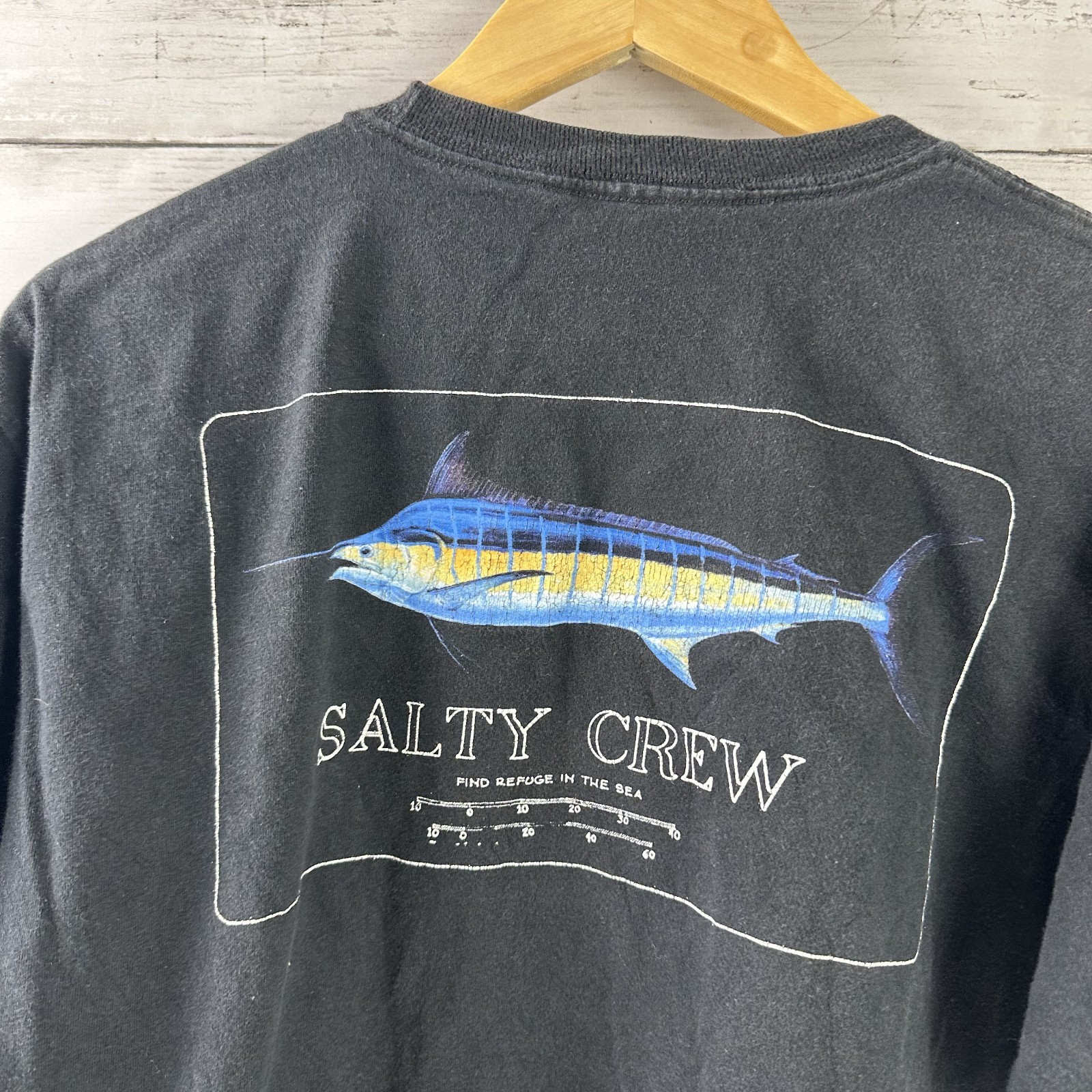Salty Crew T-Shirt Mens Large Black Graphic Fish Tuna Beach Short Sleeve Tee gallery
