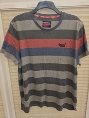 Men’s 3XL XXXL Superdry Multicoloured T-Shirt Blue Chest Logo. Good Clean Cond.