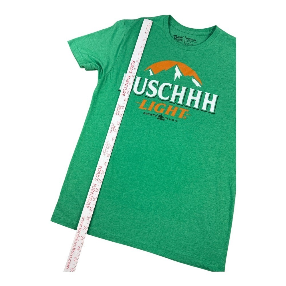 Brew City Men Medium T-Shirt Bush Light Beer Graphic Heather Green Cotton Blend gallery