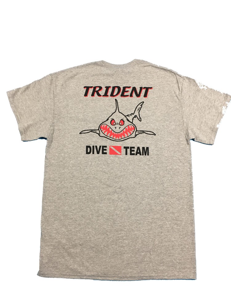 Trident Dive Team Angry Shark T-shirt – Scuba Diving – Gray