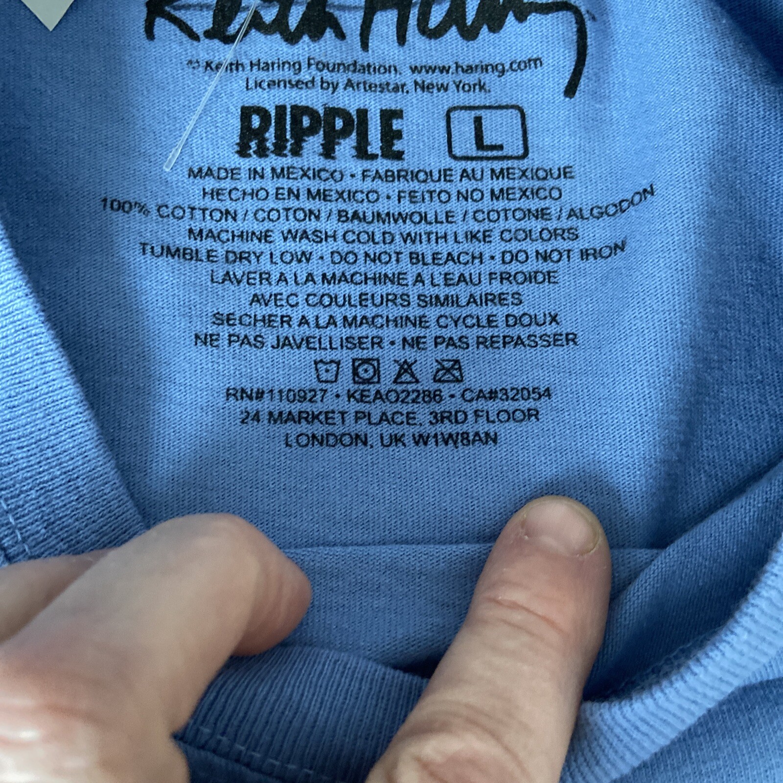 Keith Haring Ripple L Radiant Baby Barking Dog Long Sleeve Football T-Shirt Blue gallery
