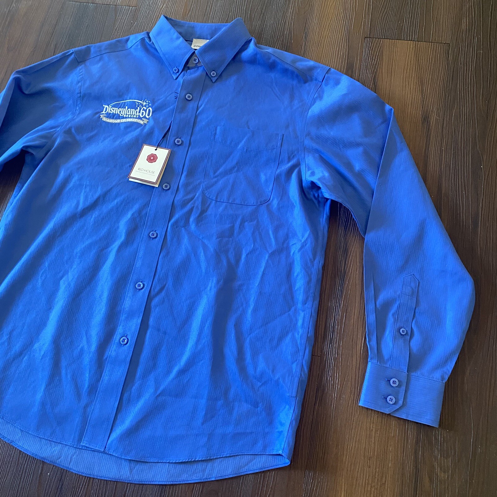 Disneyland Resort Button Dress Shirt Sz M Diamond Celebration Blue Long Sleeve gallery