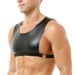 Men’s Elastic Body Chest Harness Mini Vest Faux Leather Crop Tops Sexy Clubwear