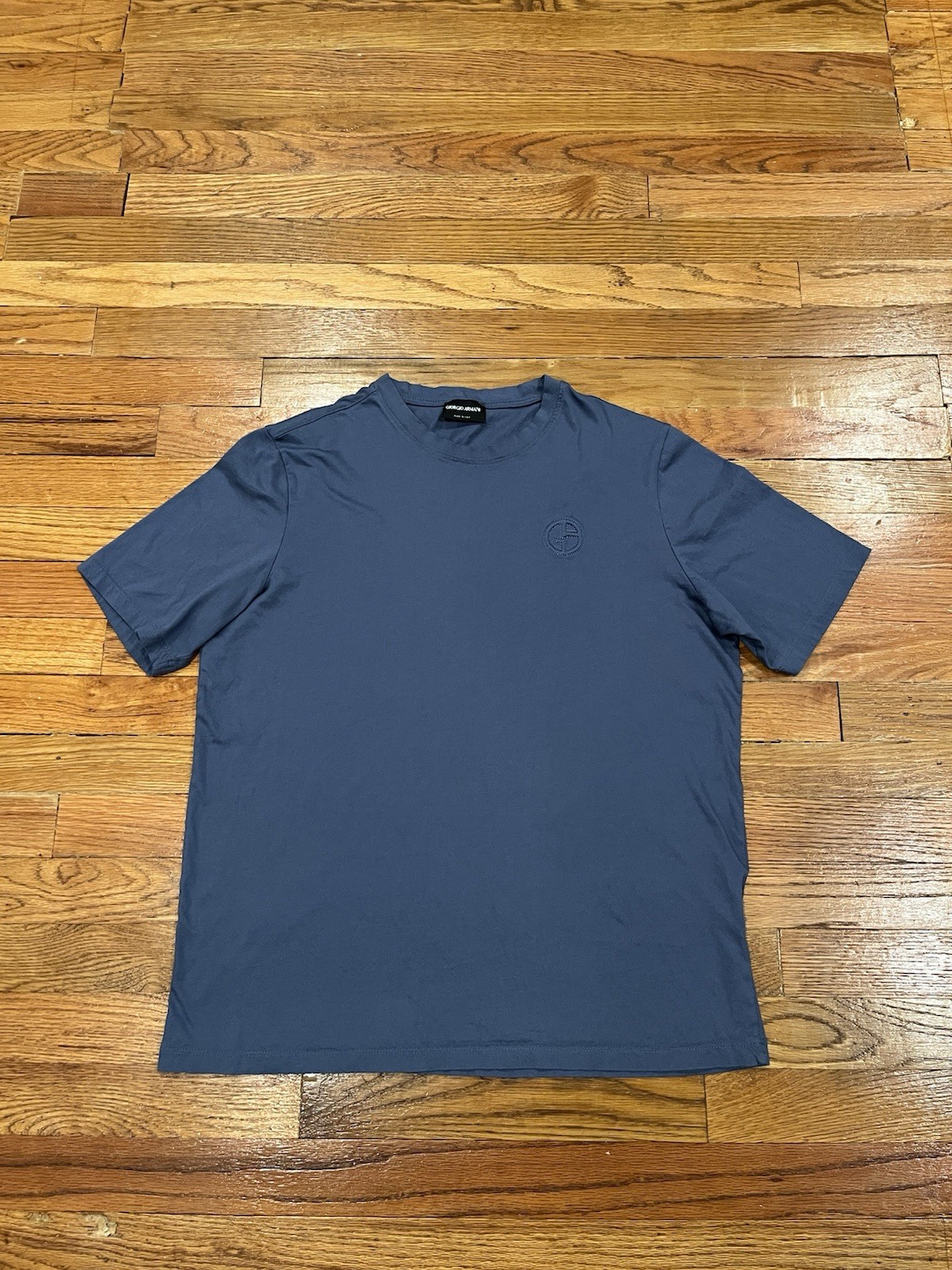 Giorgio Armani Cotton-Interlock Embroidered Logo T Shirt Men 48 Made in Italy