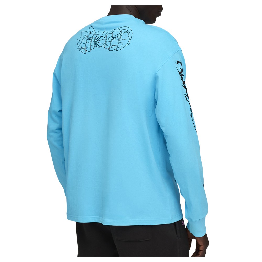 PUMA Hoops X Rick And Morty Crew Neck Long Sleeve T-Shirt Mens Blue Casual Tops gallery